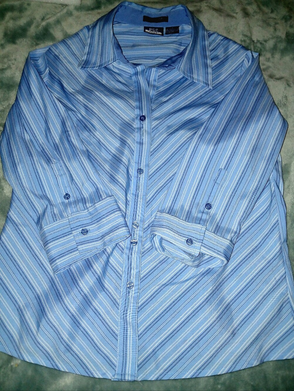 Light Blue Multi-Stripe Womens Blouse